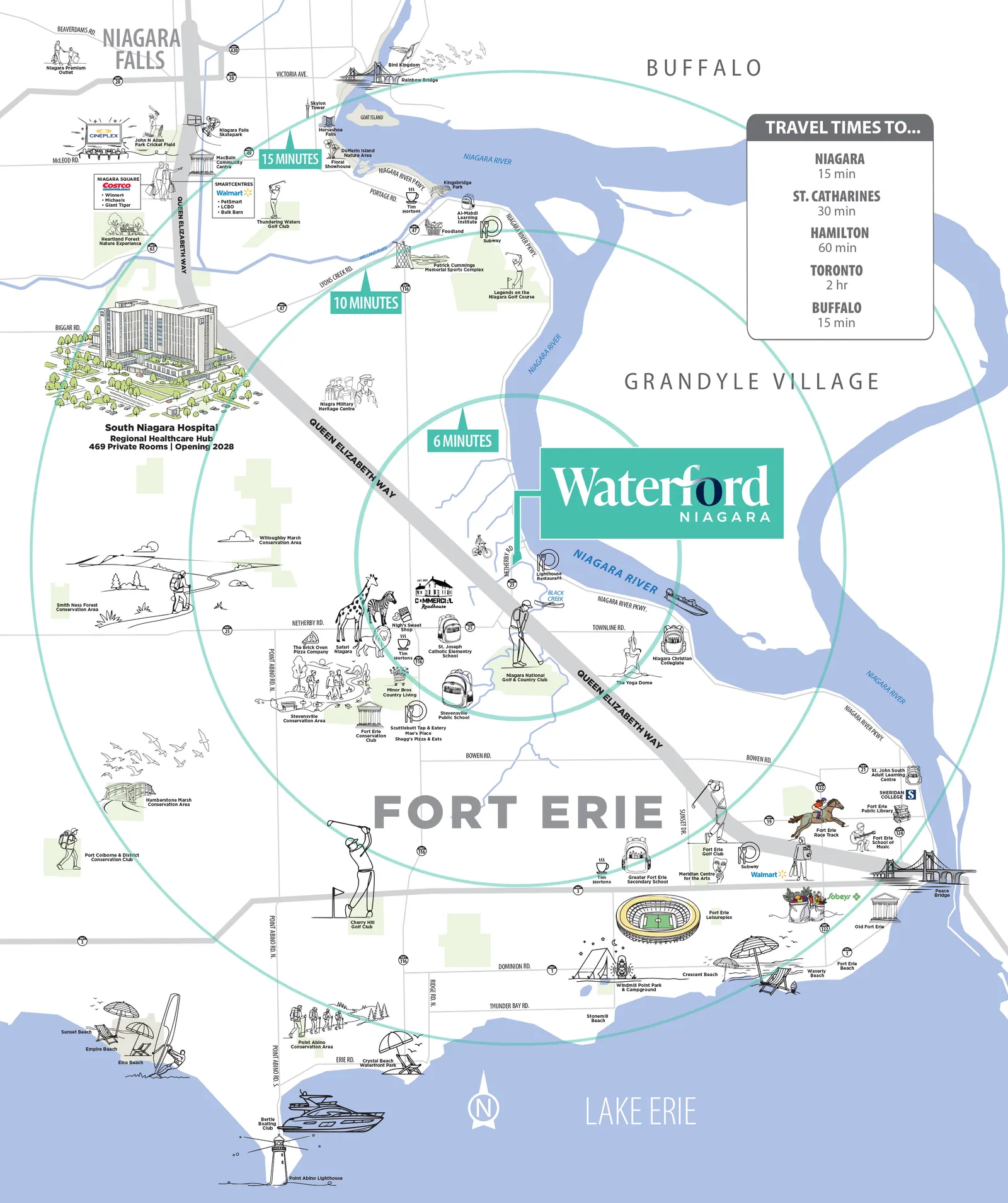 Map of Waterford in the Niagara region